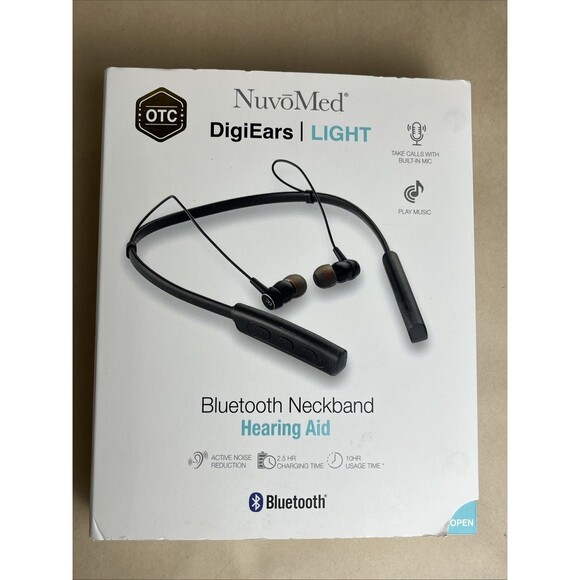 NuvoMed DigiEars Light Hearing Aid Bluetooth Neckband Hands Free Call New In Box - Picture 1 of 6